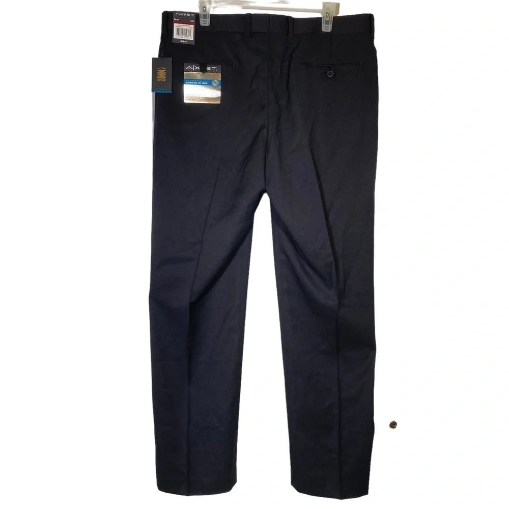 NWT Axist men 36Wx32L Black Ultra Series Straight Modern front pleat dress pant